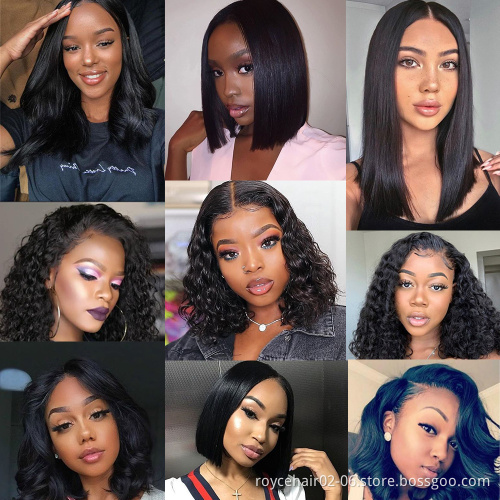 Cheap 10 Inch 100% Brazilian Human Hair 180% Density Short Curly Hair Bob Wig Transparent Full Lace Wig With Baby Hair